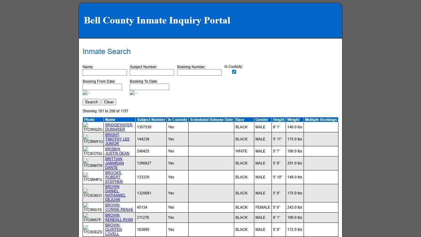 Inmate Search